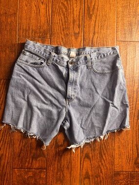 Eddie Bauer Light Blue Raw-Hem Denim Shorts